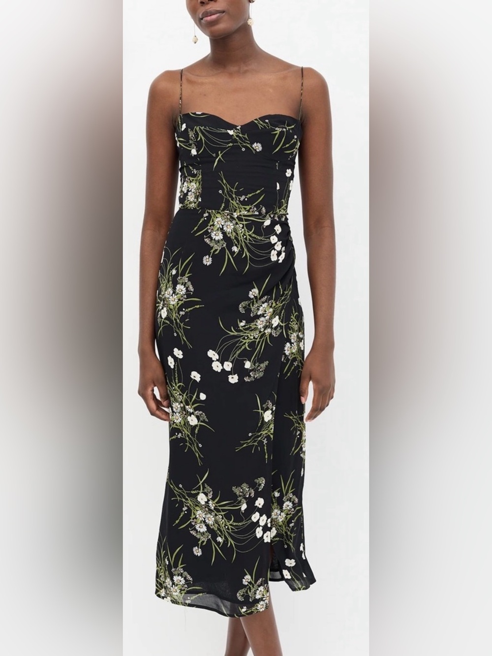 Reformation Kourtney Floral-Print Georgette Midi Dress 8 EUC Runs small.